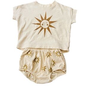 Rylee + Cru Cream Sun Print Matching Set 3-6 Months
